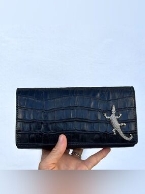 Vintage Black Italian Calfskin Leather Clutch